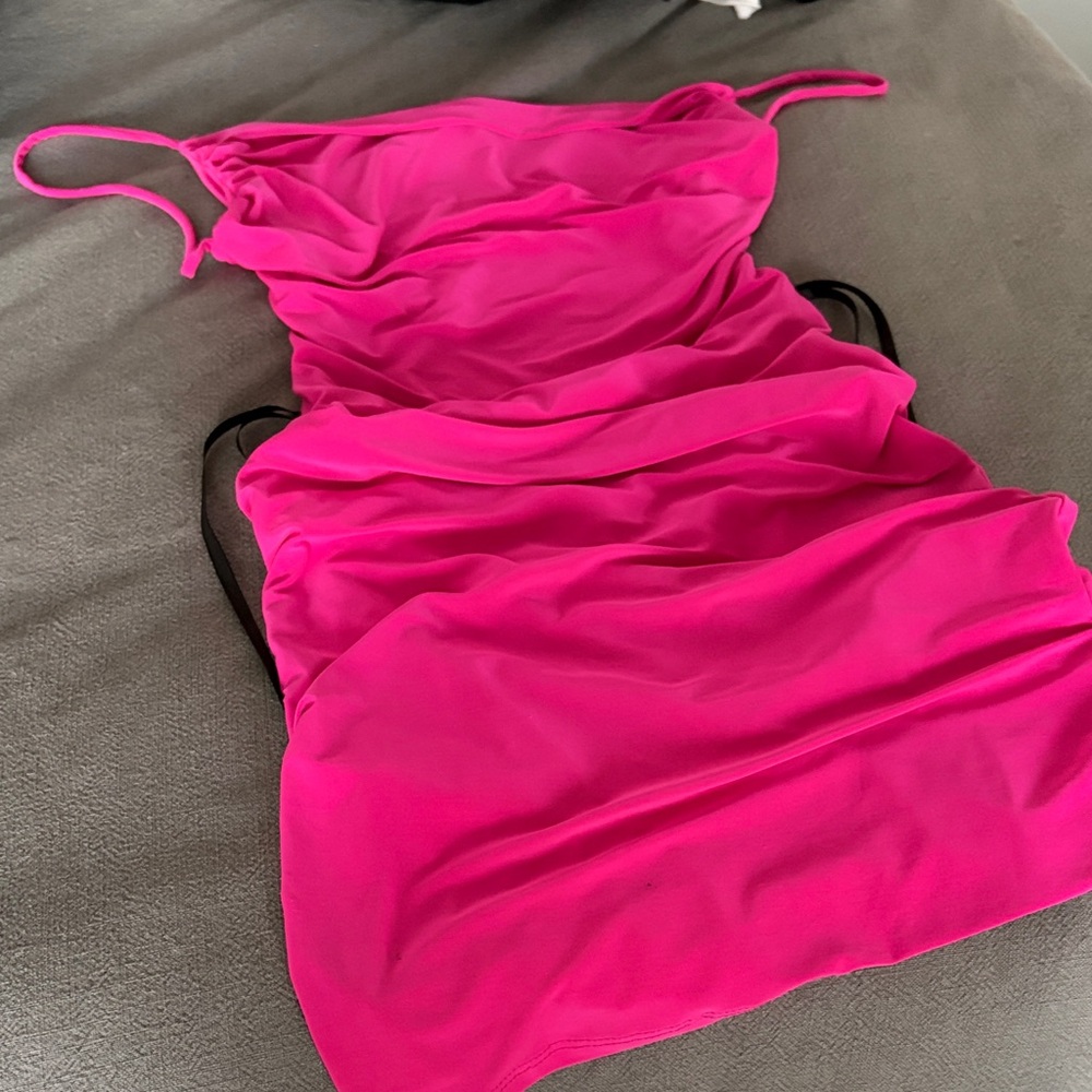 Vibrant Pink Ruched Dress